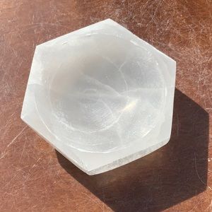 HEXAGONAL SELENITE BOWL/CHARGING PLATE, 5 INCHES